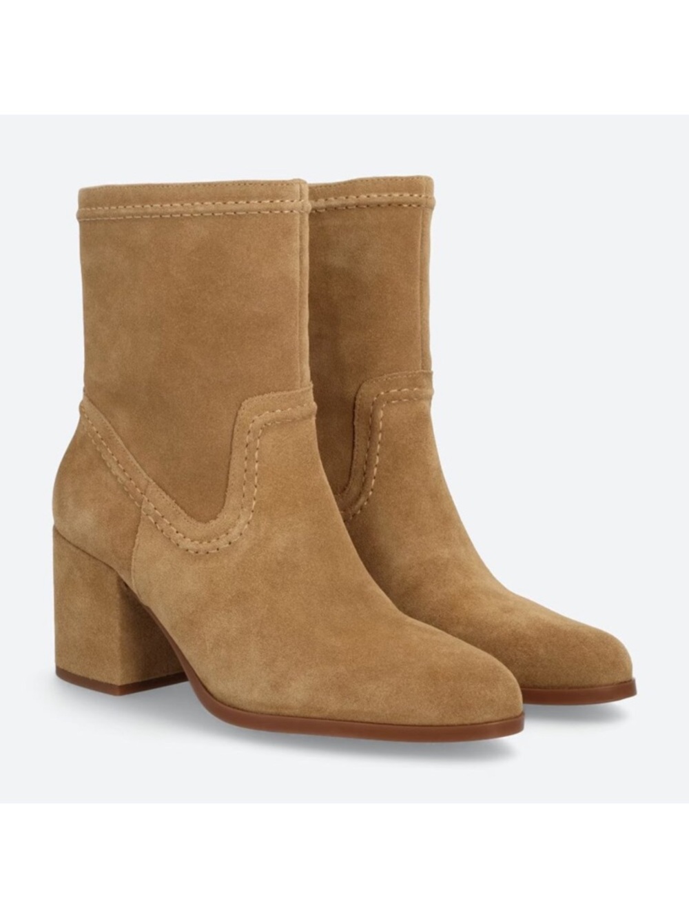 Vince Camuto Womens Pailey Beige Suede Zipper Ankle Boots Shoes NWT